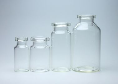 Envase de cristal tubular del frasco de la medicina del cuello vacío claro/transparente de la encrespadura