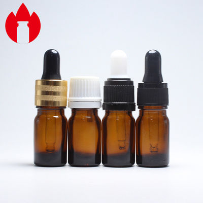 Botellas de aceite esencial de Amber Glass 5ml con el casquillo del dropper