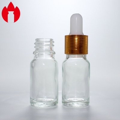 Vial de vidrio con gotero de aceite esencial cosmético transparente de 10 ml
