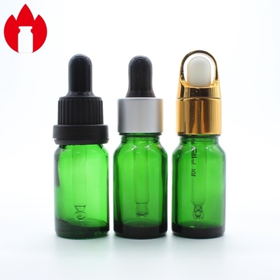 Vial de vidrio de aceite esencial verde de 10 ml con tapa de gotero de plástico