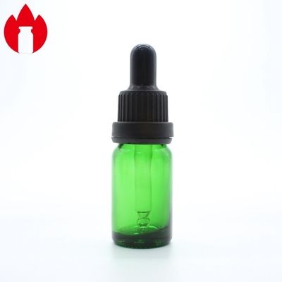 Vial de vidrio de aceite esencial verde de 10 ml con tapa de gotero de plástico