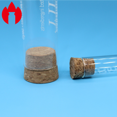Tubo de ensayo de cristal con el tapón del corcho para el equipo de laboratorio