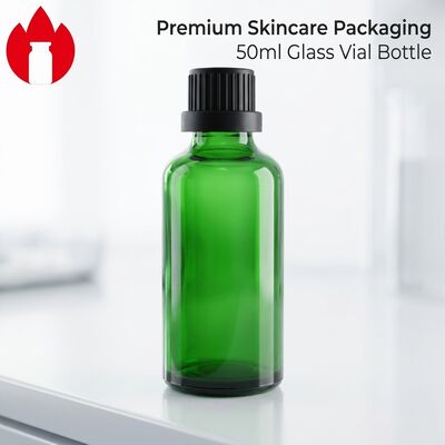 50ml Botella Vial de Vidrio para Aceite Esencial Cosmético Verde