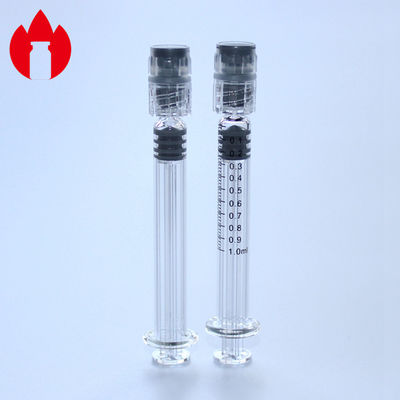 1 ml de jeringas precargadas de vidrio ligero de color transparente para cosméticos