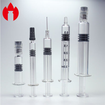 1 ml 2.25 ml 3 ml 5 ml jeringas precargadas de vidrio de color claro para uso farmacéutico o cosmético