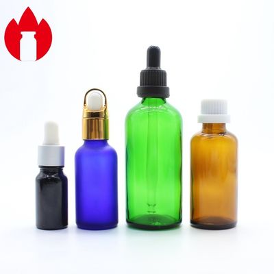 Botella de vidrio de aceite esencial cosmético vacía de 5 ml a 100 ml con tapa de goteo
