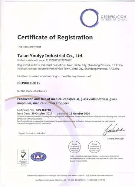 China Shandong Yihua Pharma Pack Co., Ltd. Certificaciones